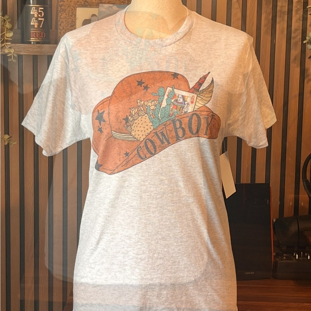 Jerzees Gray and Tan Short Sleeve Tee